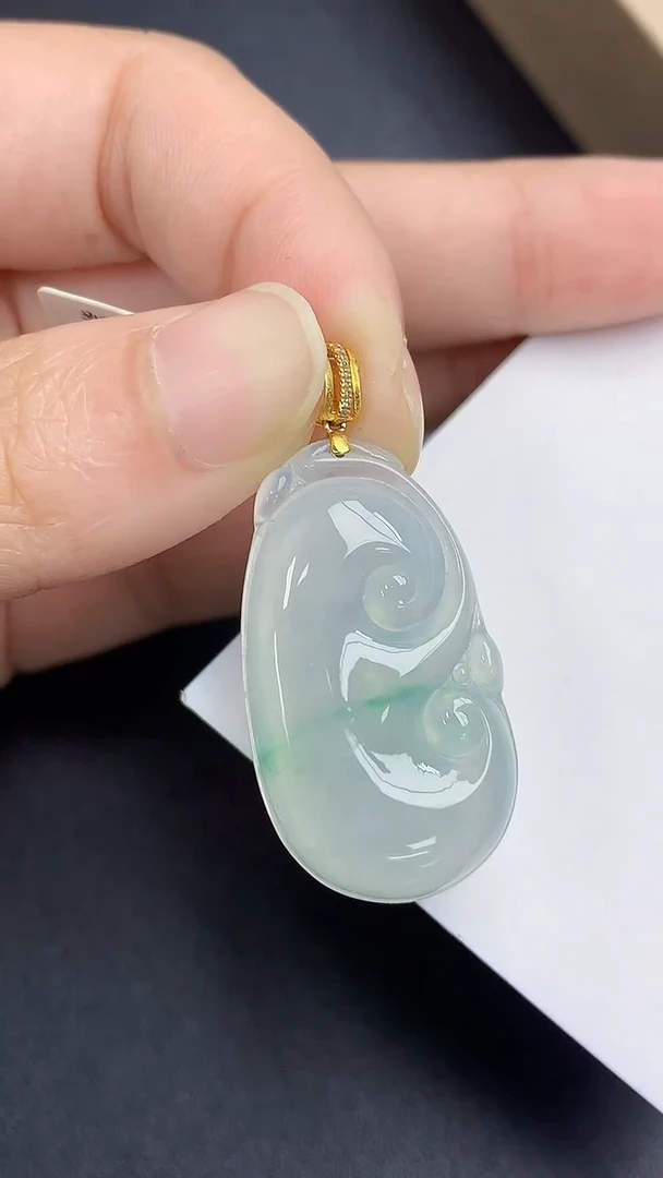 颈饰18K金镶嵌翡翠 天然缅甸A货百元以上9元证书费自理