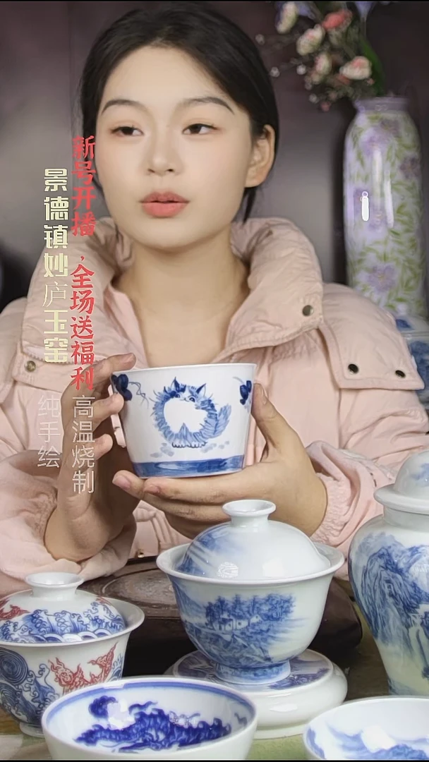 盘陶妙庐玉窑冰桶杯微瑕