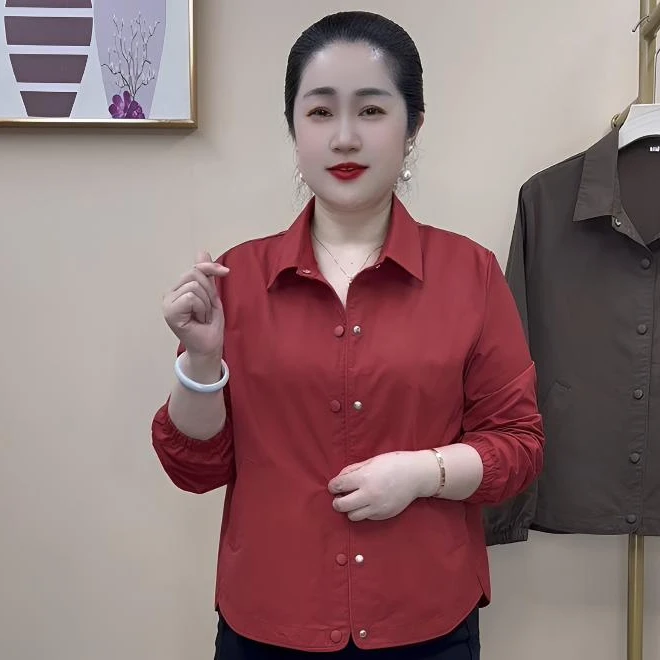 早秋新款时尚洋气休闲百搭气质显瘦中年妈妈装单层薄外套3035