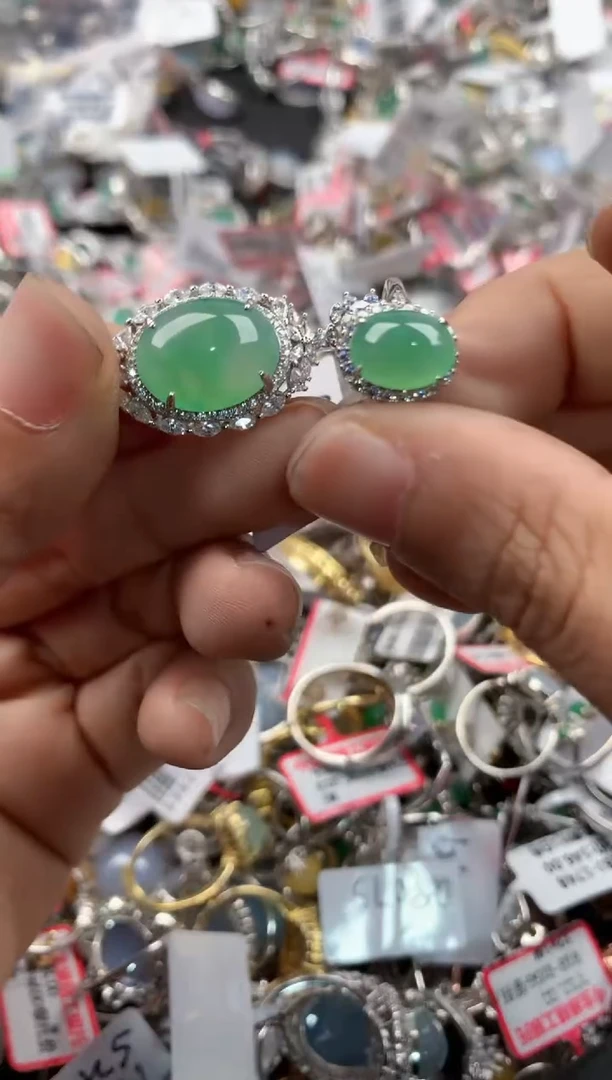 银S925镶嵌戒指翡翠12             4