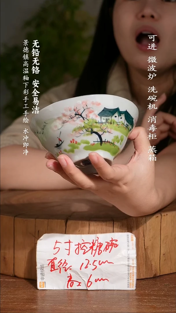 碗陶瓷景德镇高温瓷釉下彩手绘陶瓷
