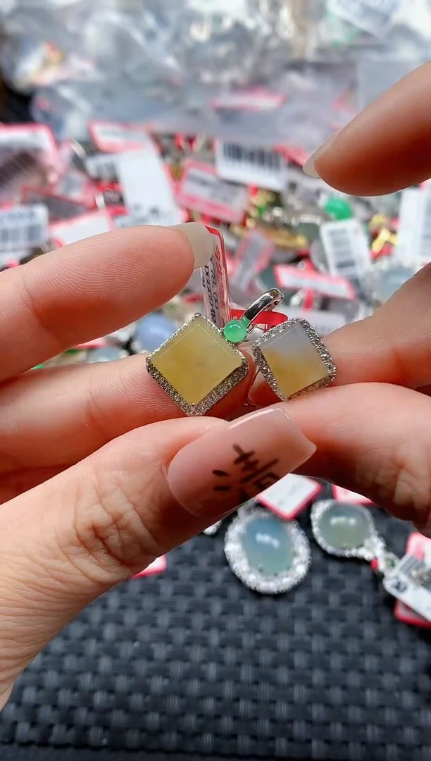 银S925镶嵌戒指翡翠天然A货缅甸翡翠