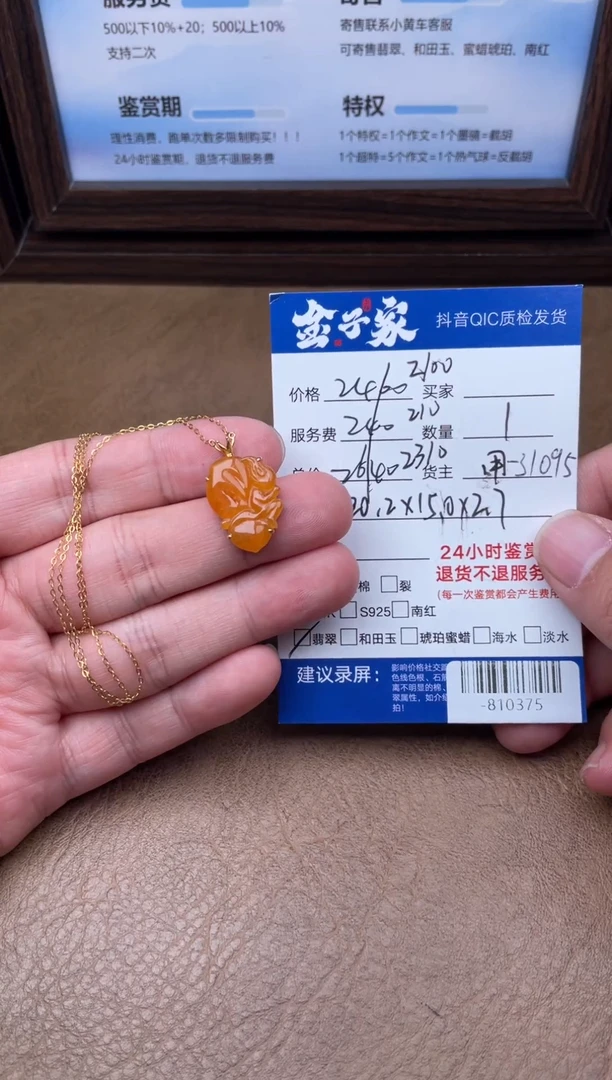 颈饰18K金镶嵌翡翠多人-810375