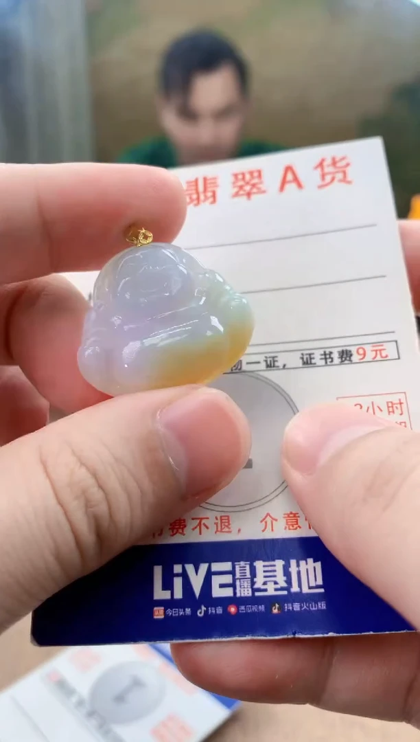 颈饰18K金镶嵌翡翠天然A货翡翠挂件