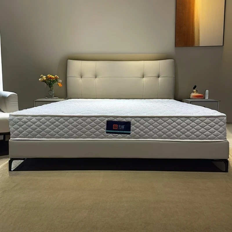 【招财猫】北欧实木高靠背双人皮床简约现代轻奢软包齐边款806#