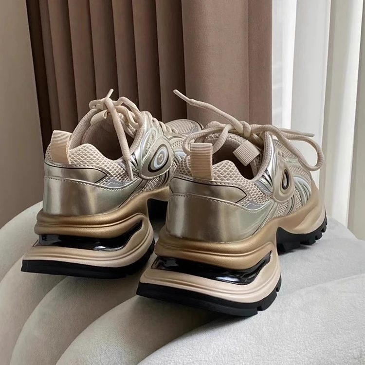 7cm厚底增高松糕ins老爹鞋女2025新款超百搭透气舒适时尚轻奢女鞋