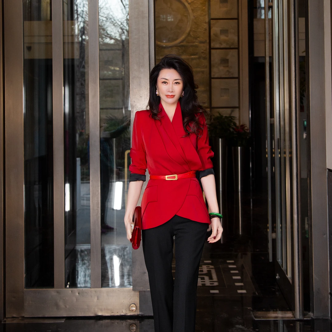 EDFNOT/杨红霞汝意MS堆堆领收腰西服