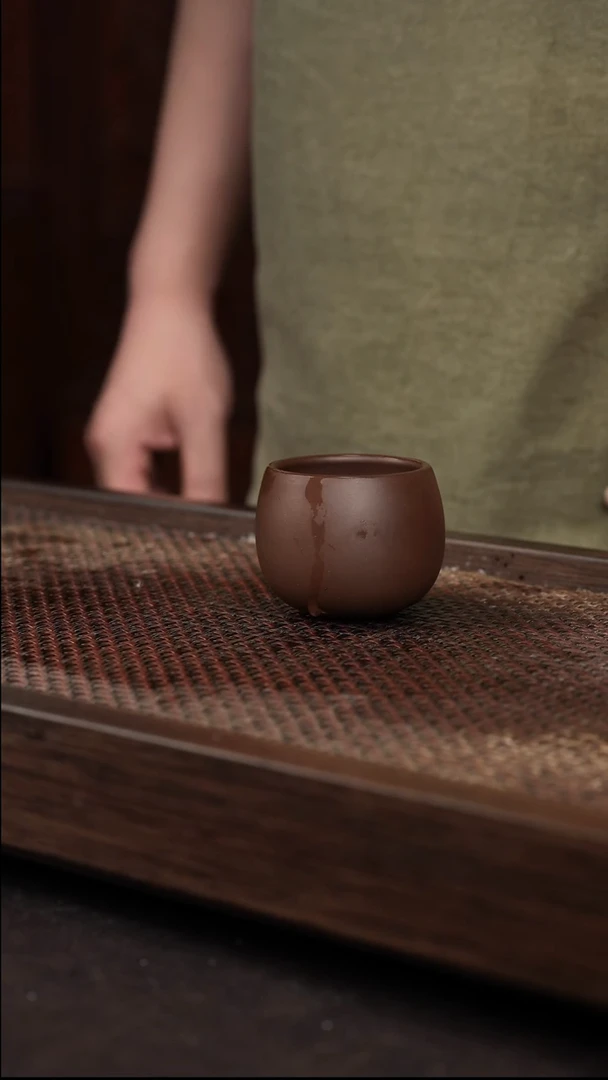 茶杯紫砂紫泥不倒翁杯