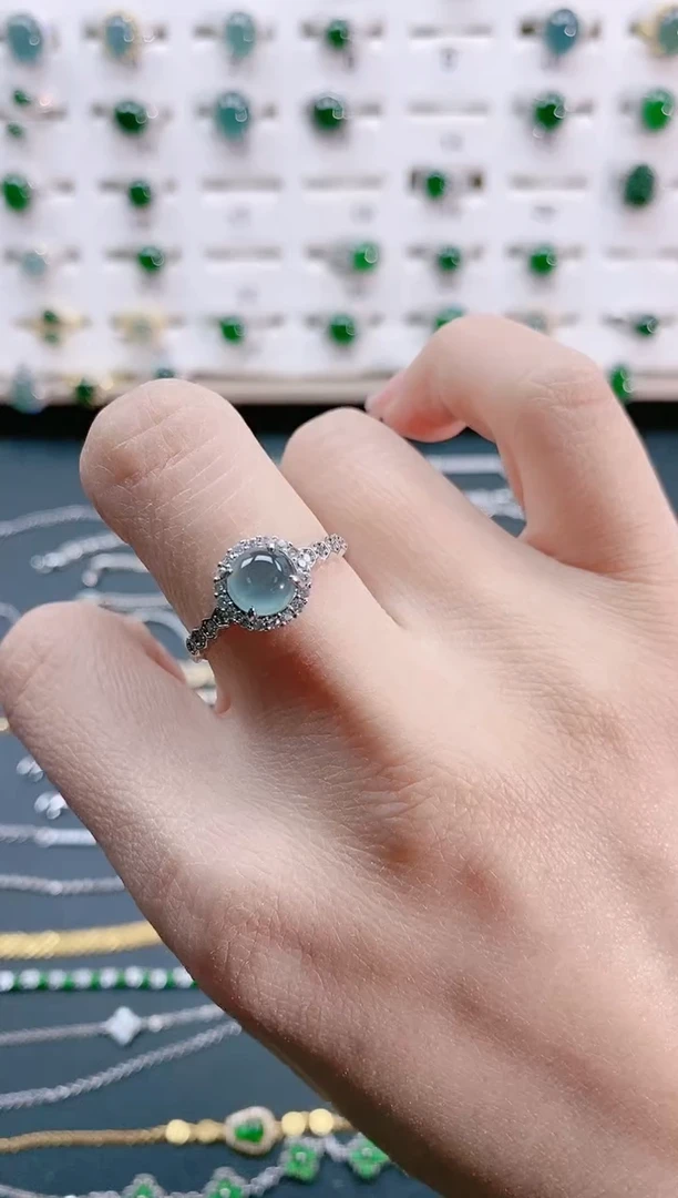 【闪购商品】翡翠戒指银S925镶嵌天然翡翠