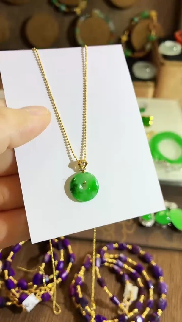 翡翠18K金镶嵌吊坠(不含链)吊坠