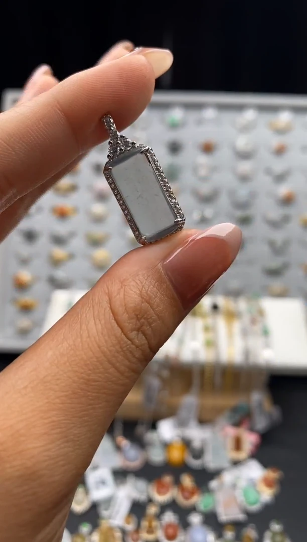 银S925镶嵌戒指翡翠天然A货翡翠