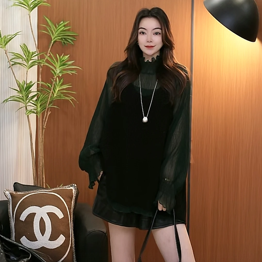 【大蜜】1050#时尚氛围感软柔针织V领叠穿宽松显瘦女装马甲