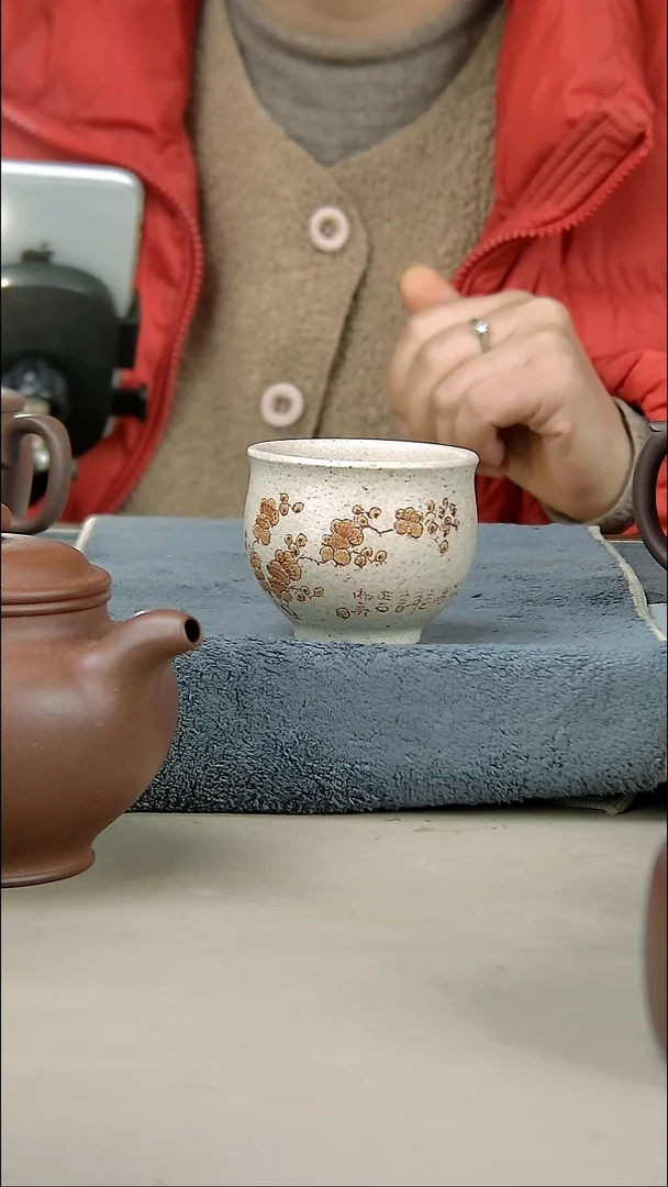 茶壶紫砂白玉段杯子100