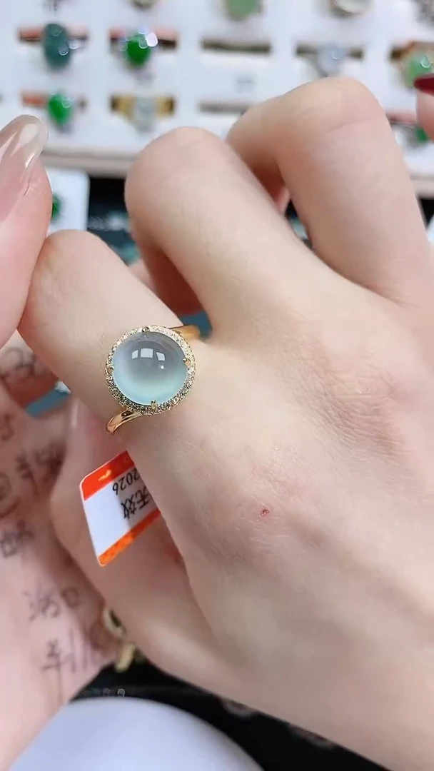 银S925镶嵌戒指翡翠天然翡翠