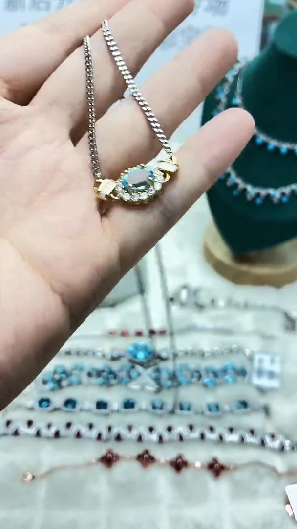 银S925镶嵌托帕石项链320ZB1120产品一个（多样性）