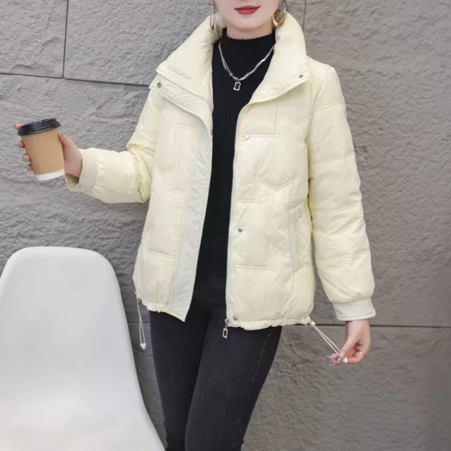 女式短款休闲百搭气质洋气 保暖纯色立领外套