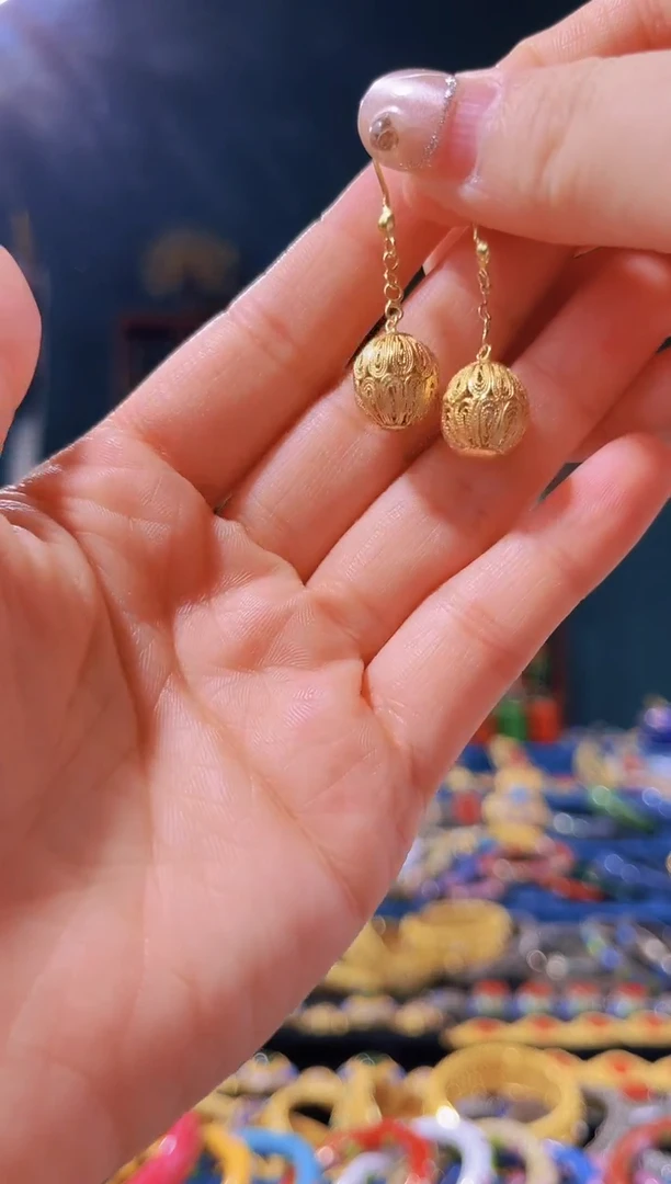 【闪购商品】花丝镶嵌耳环圆珠