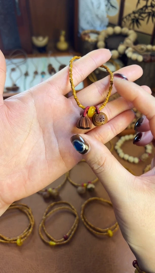 手串桃核桃源行  单圈福气连连  加黄葫芦加桃蓝