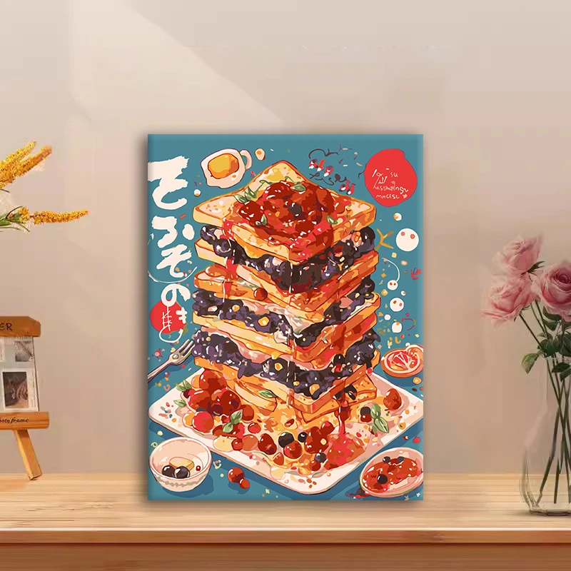 (甜蜜诱惑）diy数字油画红线条手工填涂色解压治愈丙烯装饰画