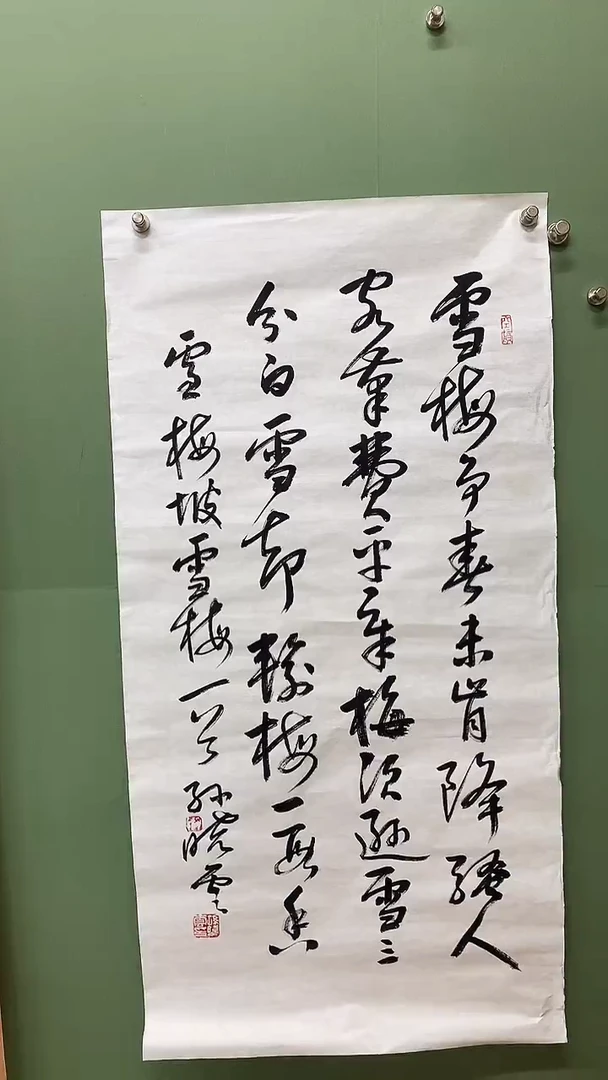 竖款精品三尺书法，雪梅