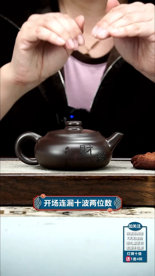 【闪购商品】紫砂茶壶蒋静明赤龙血财缘扁韵220cc