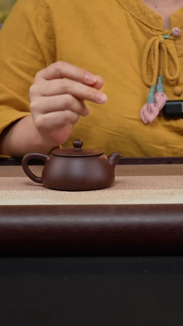 【闪购商品】紫砂茶壶平盖石瓢-紫朱泥MH-1358