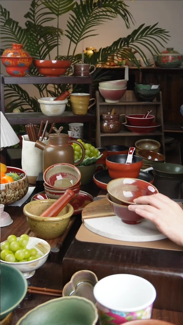 碗景德镇手工高温餐具钧红米饭碗