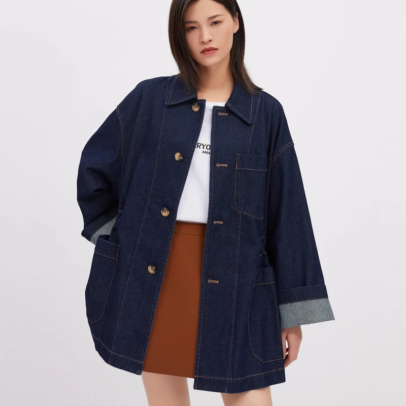 商场同款女外套秋季短外套时尚上衣春秋休闲短款牛仔外套风衣女