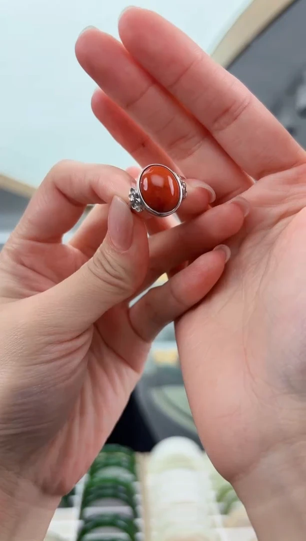 银S925镶嵌南红玛瑙戒指21