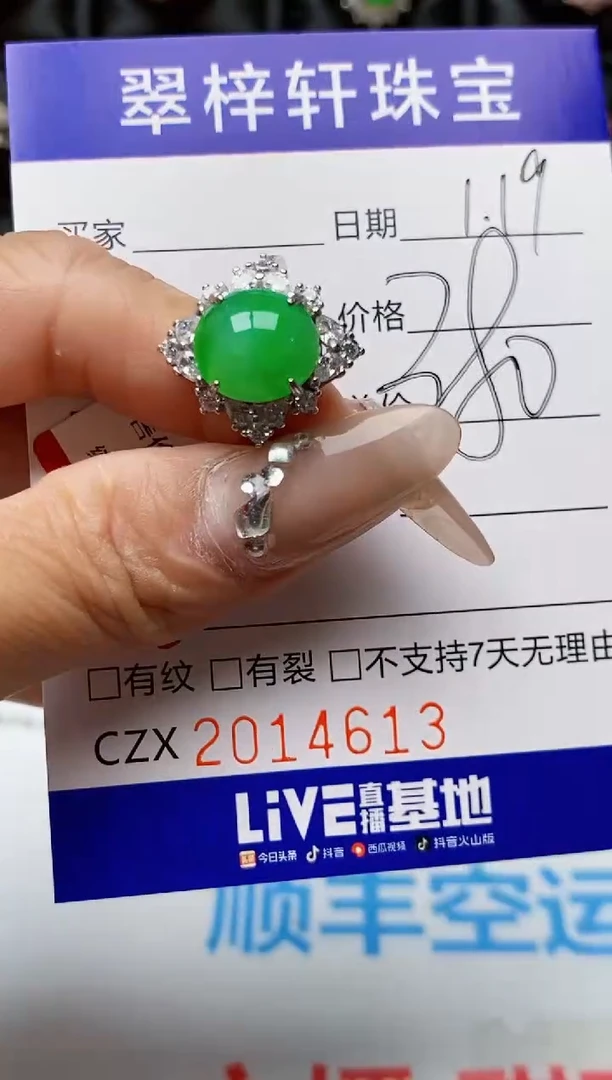 【闪购商品】翡翠戒指银S925镶嵌4613