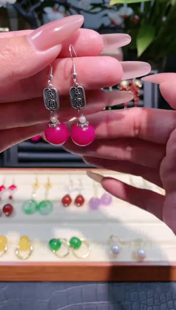 【闪购商品】玛瑙/玉髓耳饰银S925镶嵌0055454