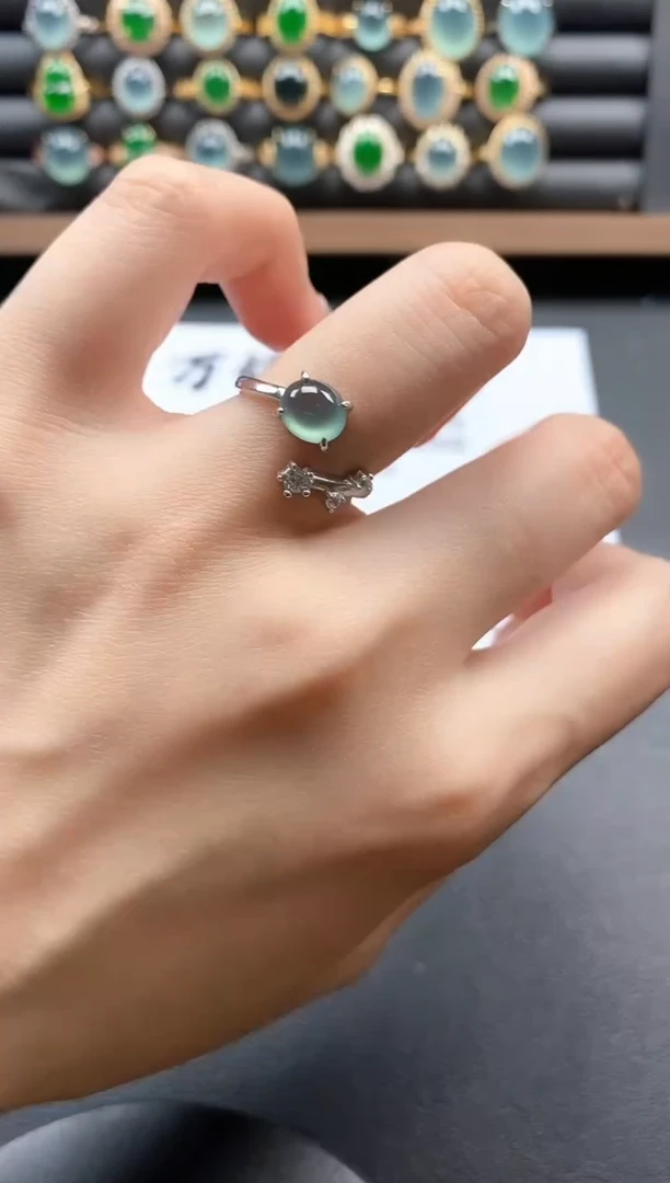 银S925镶嵌戒指翡翠1551-4