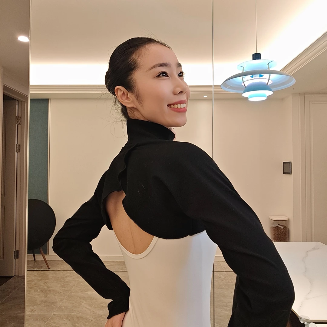 CICELYLI西瑟里李高领木耳边披肩护肩舞蹈上衣芭蕾舞外搭保暖训练