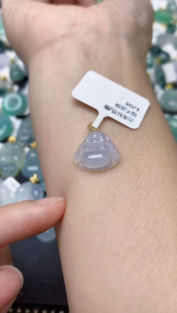 颈饰18K金镶嵌翡翠天然缅甸A货翡翠