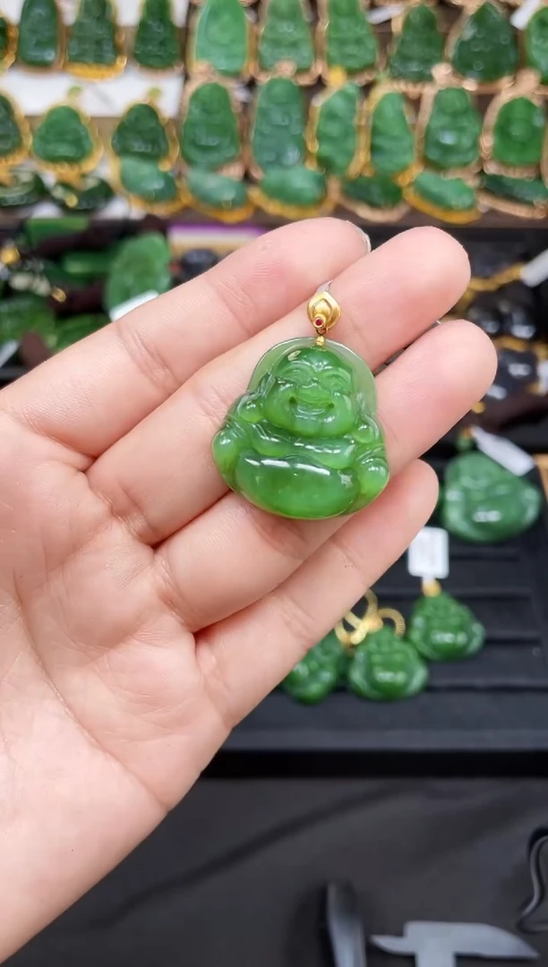 【闪购商品】和田玉吊坠18K金镶嵌多样性发一