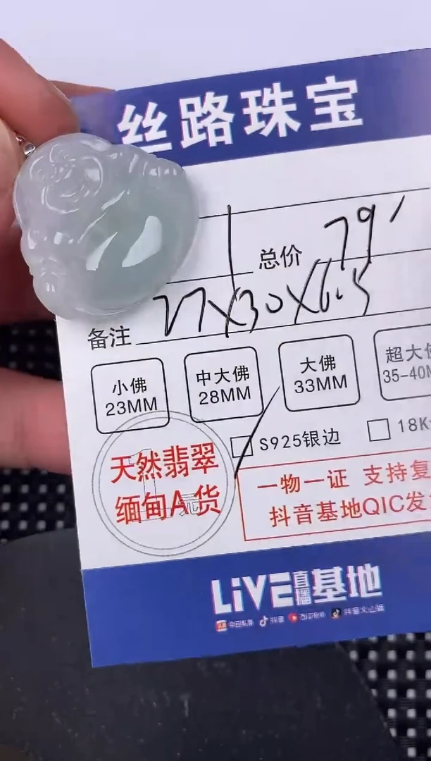 【闪购商品】翡翠颈饰银S925镶嵌挂件