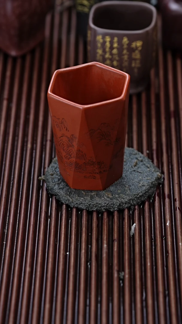 茶杯紫砂非遗茶器-针刻山水