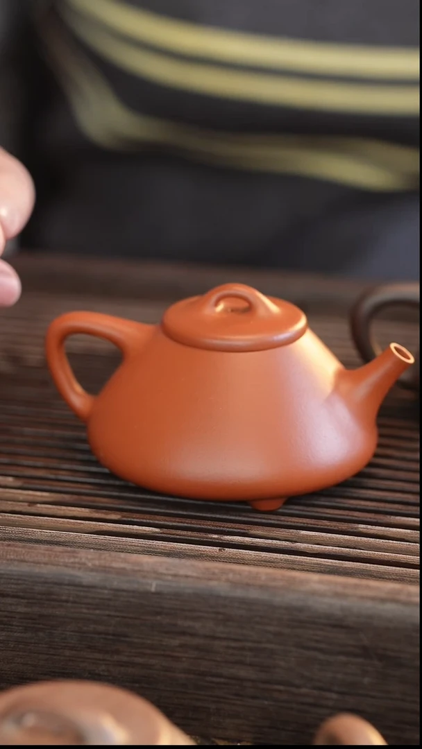 茶壶紫砂子冶石瓢 朱泥 半手工 170cc