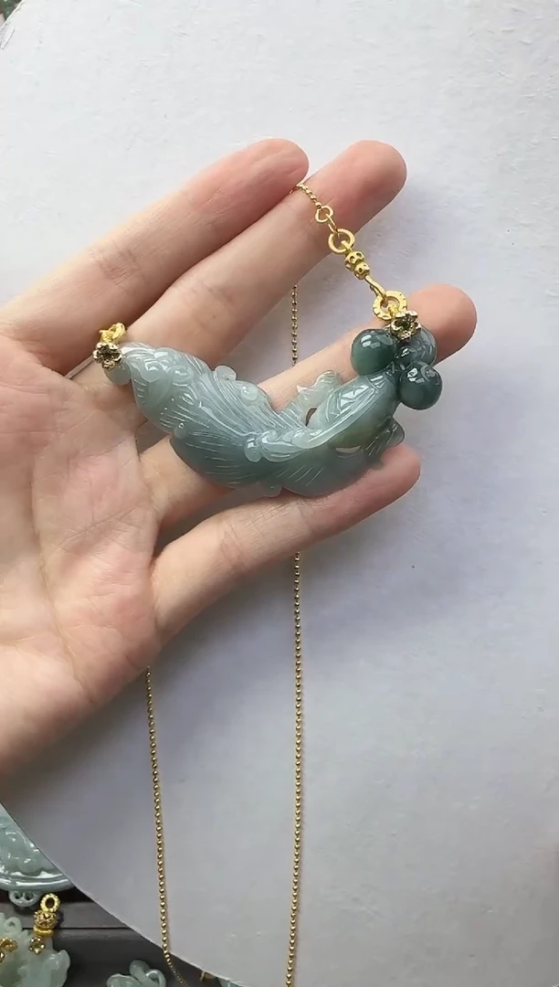 翡翠未镶嵌颈饰国风原创