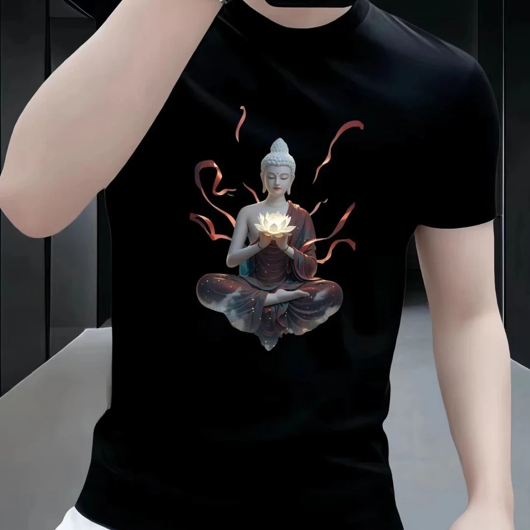 新款重磅高街短袖T恤男士短T休闲时尚半截袖圆领大码体恤潮流印花