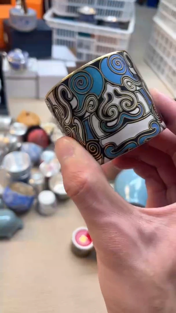 【闪购商品】瓷片@@@@@@@@@@@@@@金银错扳指杯