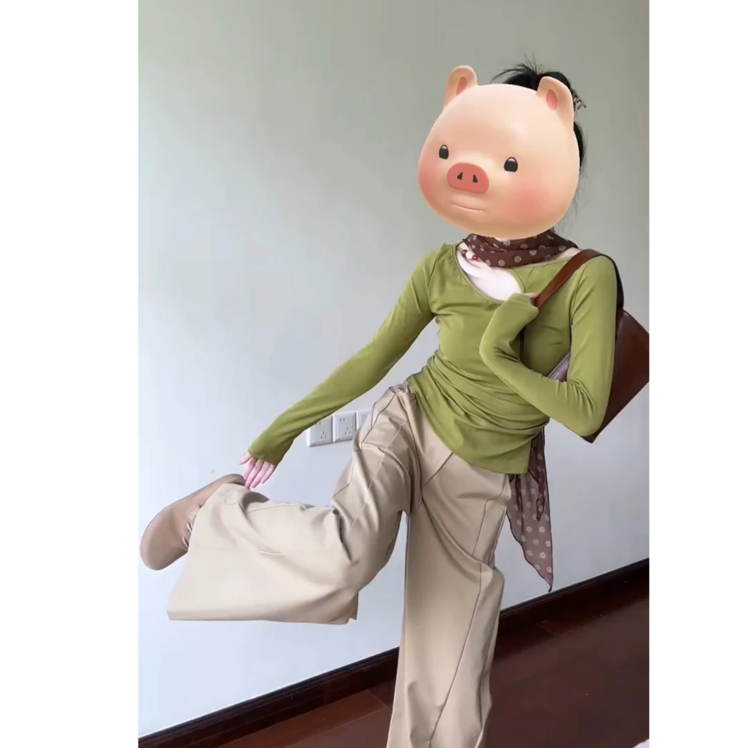 2025早秋一整套时尚韩版甜美减龄百搭修身长袖上衣裤子两件套