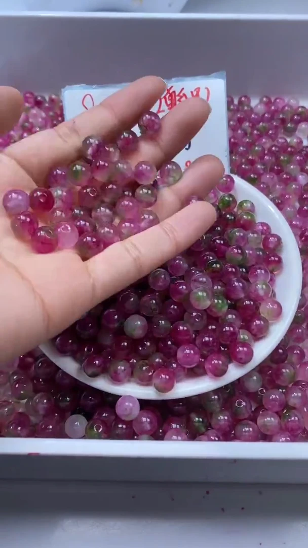 颈饰未镶嵌水晶W1779西瓜碧玺8mm*13颗