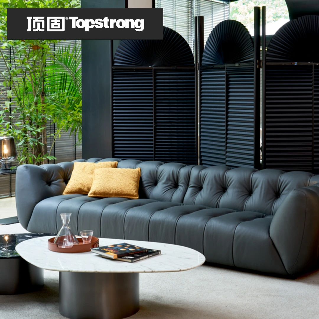 【政府补贴】复古真皮沙发家具款牛皮黑色直排沙发PV劳伦斯沙发