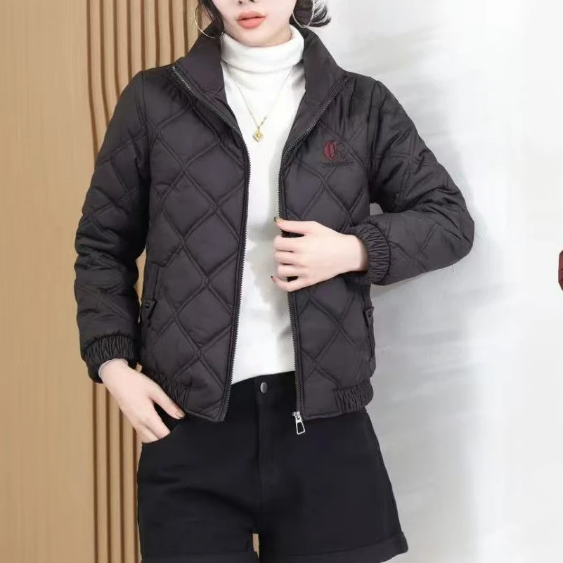 小施家时尚显拉链立领瘦刺绣轻轻外套5819