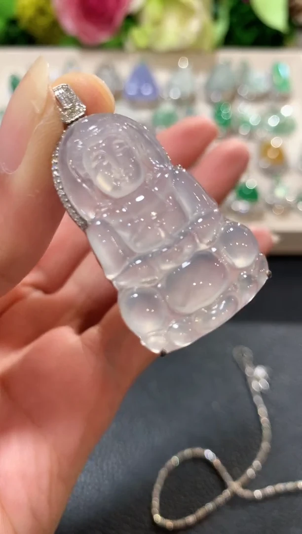 吊坠(不含链)18K金镶嵌翡翠n70