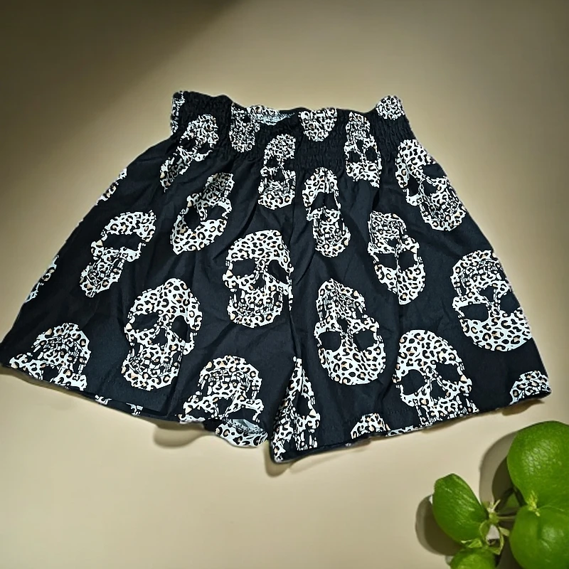 9278黑色豹纹头短裤