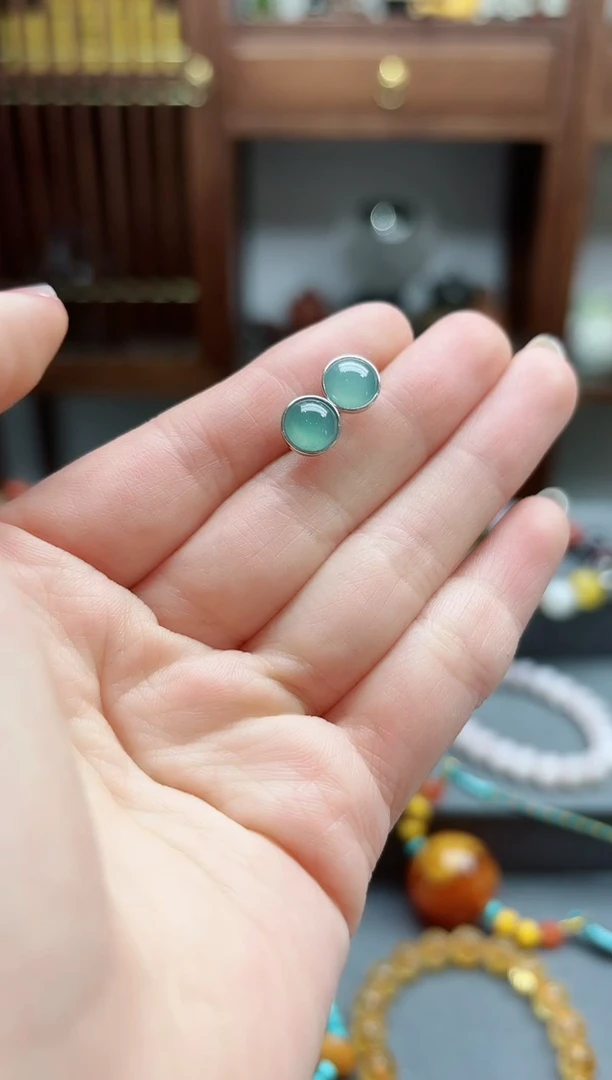 【闪购商品】翡翠耳饰银S925镶嵌翡翠耳钉 LXY