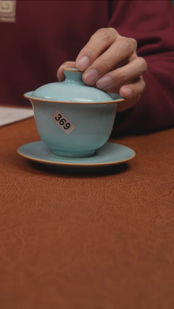 【闪购商品】杯汝州原产地原矿釉天青支钉元宝盖碗+