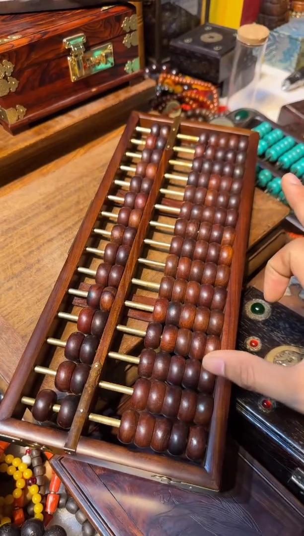 木黄花梨高记算盘带把手